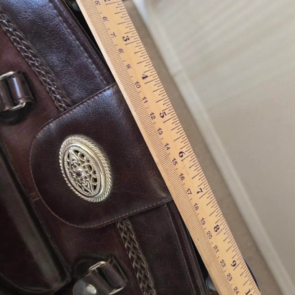 Vintage Brighton Croc-embossed Leather Satchel.